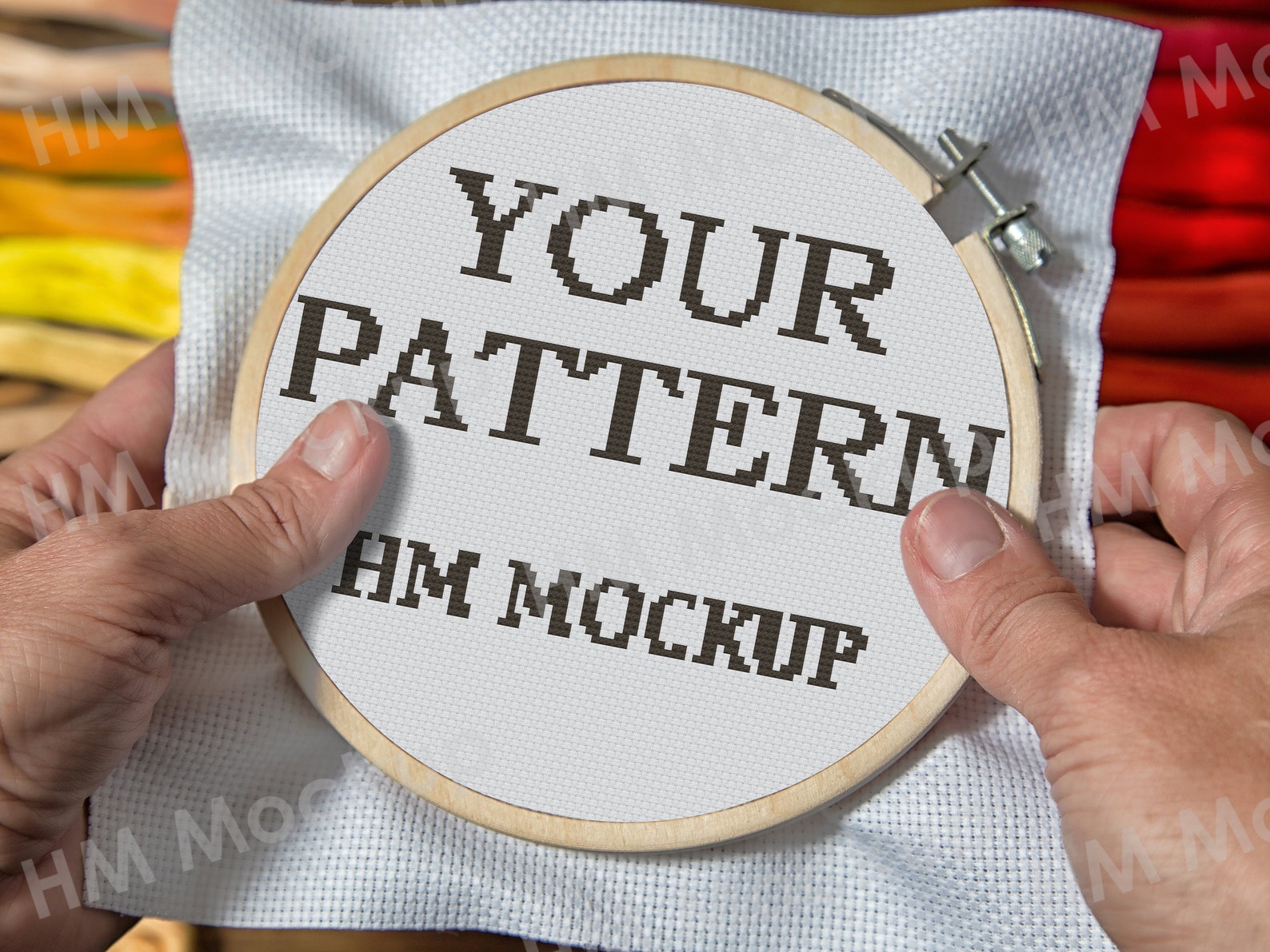 Cross stitch mockup Hoop mockup Modern wood mockup Wooden Etsy