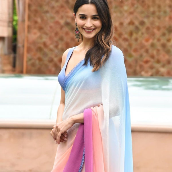 Amazing Ready to Wear Multi Color Georgette Fabric Alia Saree