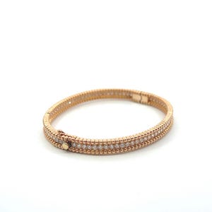 18K Rose Gold Bangle Bracelet with Small Diamonds