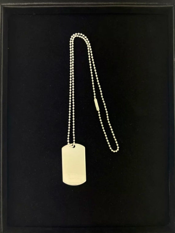 Gucci 925 Silver Dog Tag Pendant and Ball Chain Necklace - Etsy Gucci 925 Silver Dog Tag Pendant and Ball Chain Necklace - Etsy