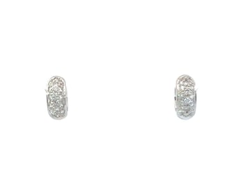 18k White Gold Hoop Earrings with Diamonds