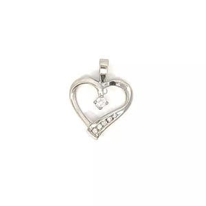10k White Gold Heart Pendant with Diamonds