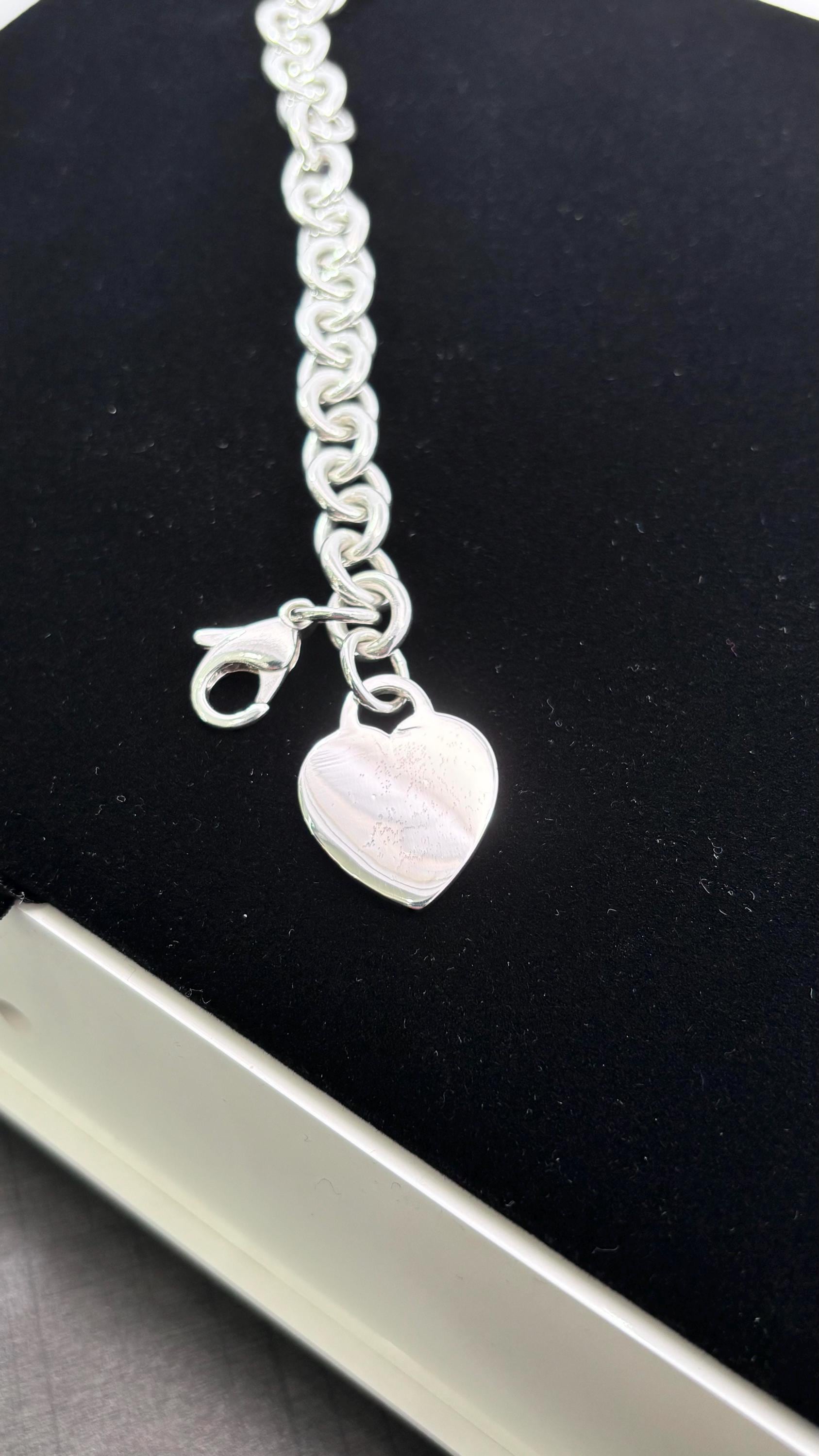 Tiffany & Co. Sterling Silver Heart Tag Charm Bracelet - Etsy
