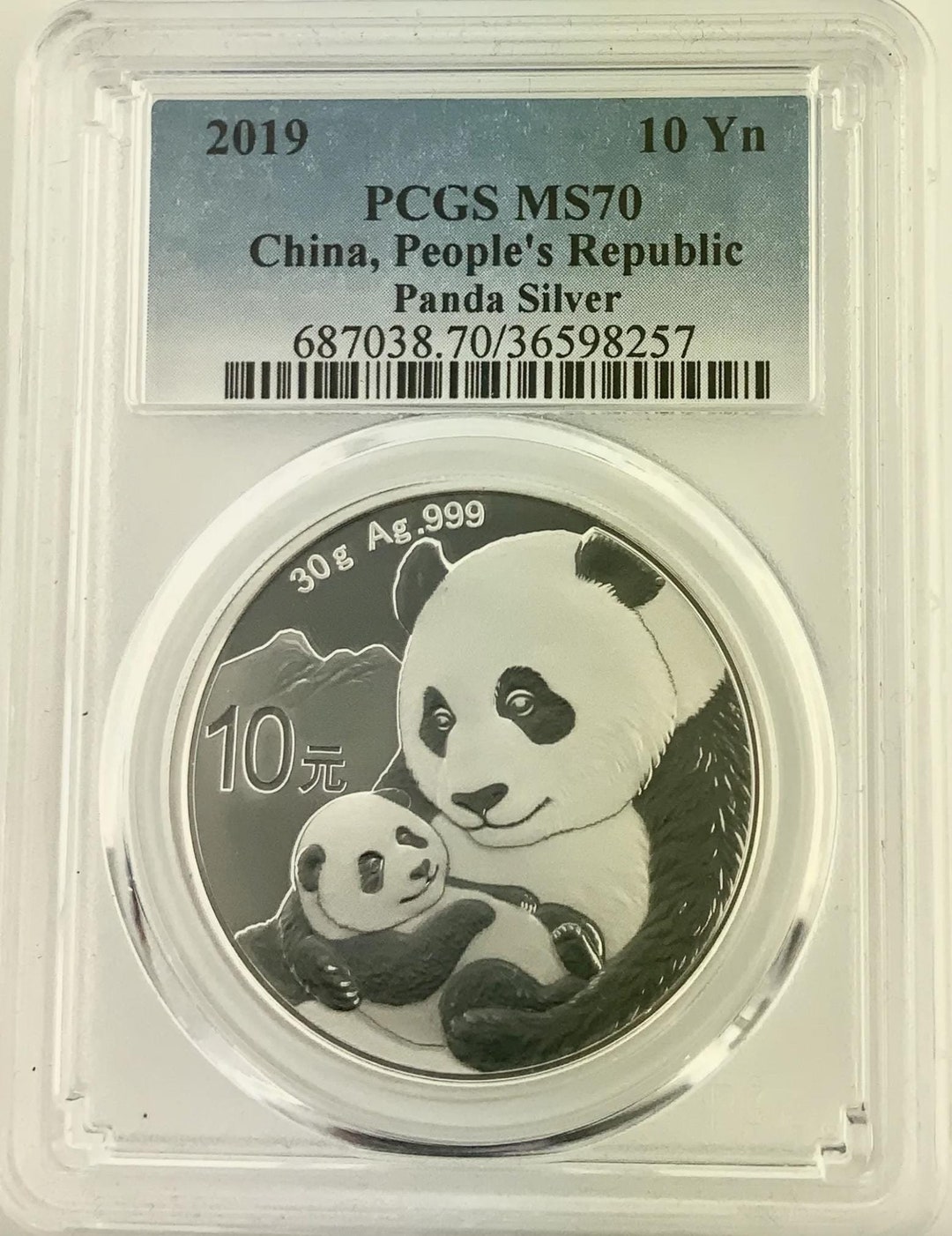 2019年中国パンダPCGSMS70 687038，70/36419763 2019 China 30 Gram Silver Panda PCGS MS70 - Etsy