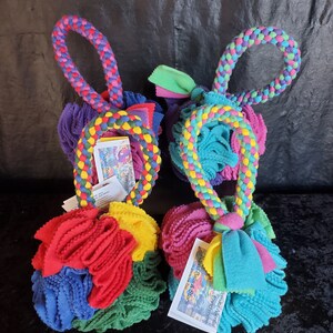 RRB6M 6&quot; Roped Rooting Ball on a Medium Tug Rope Mental Enrichment Hide and Seek Treat