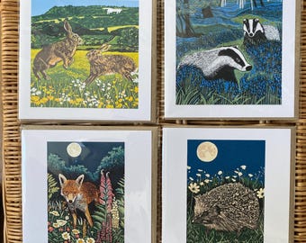 Set met British Wildlife-wenskaarten