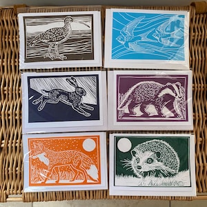 Hand Printed Greetings Cards - Set of 6 blank cards with envelopes