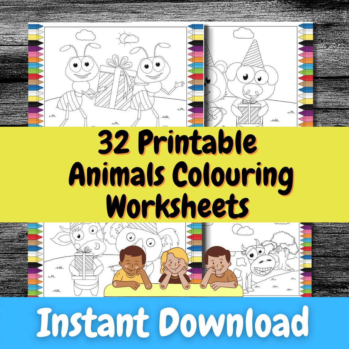 Animals Colouring Worksheets 32 Colouring Preschool - Etsy