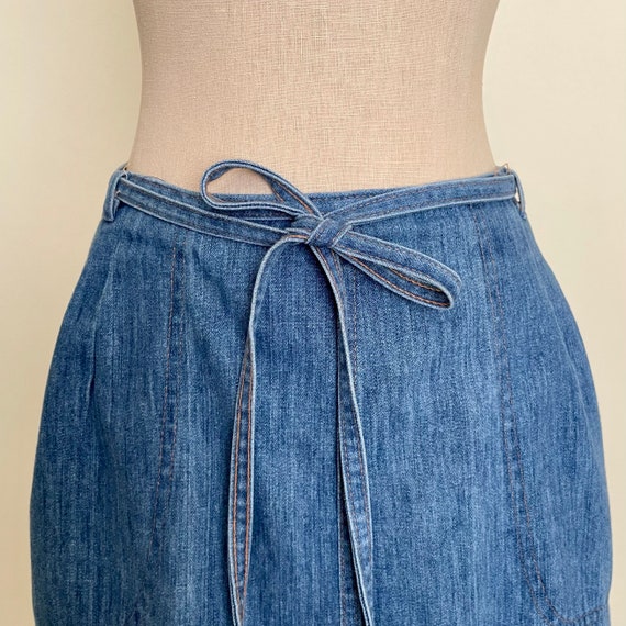 1970s wrap around jean skirt