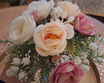 Blumenstrauß Landhausstil Rosen Kunstblumen lange haltbar Bycornelly