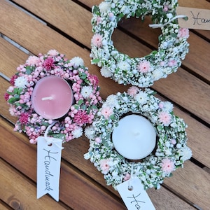 Classic candle wreath, drip protector, candle ring, drip collar, christening candle, pink, blue, white, candle wax protector, communion candle, Bycornelly, wedding