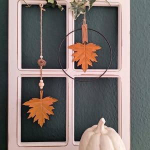 Hänger Ahornblatt im Ring Herbstdekoration Wandbehang Türkranz Industrialdesign Rostoptik Geschenk langlebig Bycornelly