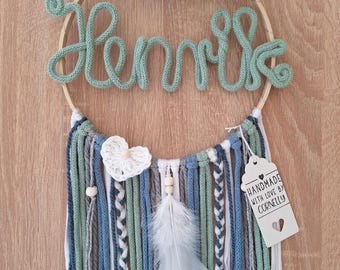 Dream catcher with name and lighting net boys girls personalized baptism gift baby children