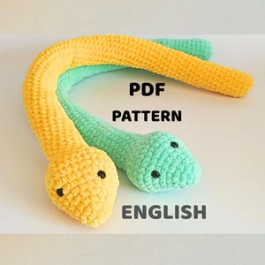 Slangenhaakpatroon schattig, haakpatroon zonder naaien amigurumi, eenvoudig haakpatroon, haakpatroon voor beginners, gehaakt knuffelpatroon, pluche