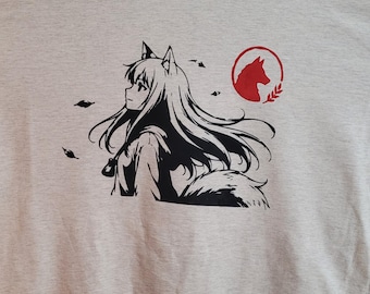 Holo Screen Printed Shirt Spice and Wolf Anime Handmade Graphic Tee