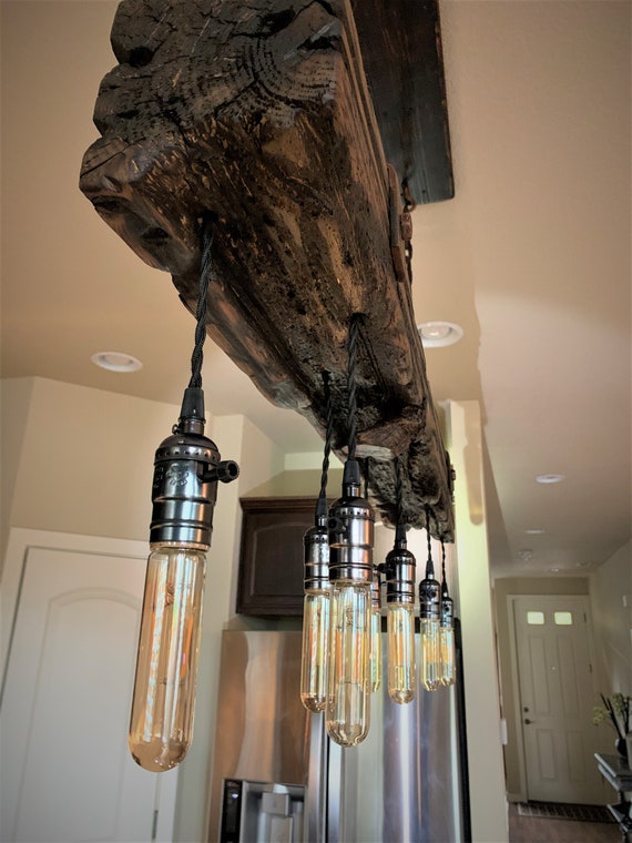 Rustic Industrial Reclaimed Distressed Beam Light Fixture
