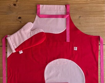 Colour Block Homeware Bundle Set - Lava Print - Chilli/Pink - 100% Cotton