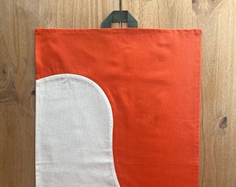 Colour Block Handmade Towel - Lava Print - Oat/Orange - 100% Cotton