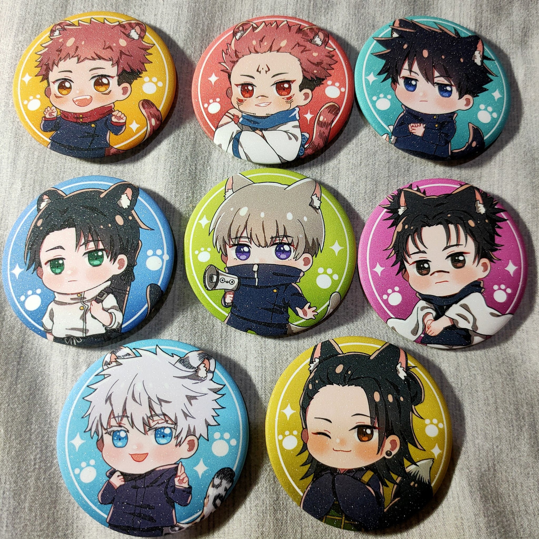 Jujutsu Kaisen Glitter Button Satoru Gojo / Yuji Itadori | Etsy