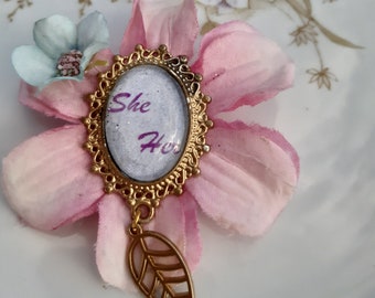 Fancy Floral Pronoun Brooch