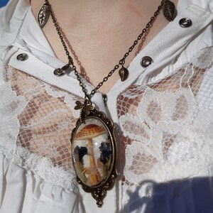 Mushroom and Dried Flowers Cabochon Earring and Necklace Set