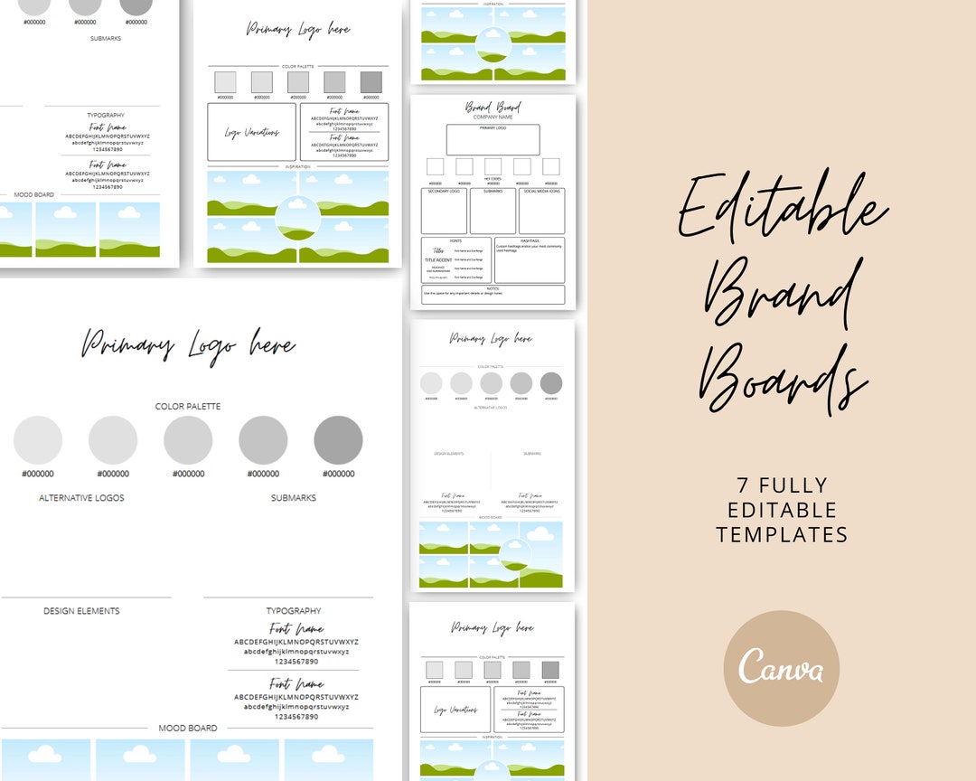 Editable Brand Boards Brand Board Template Canva Branding - Etsy