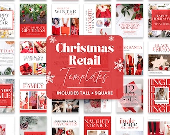 Christmas Instagram Templates: Retail Holiday Marketing for Black Friday Shopping (Canva Editable)