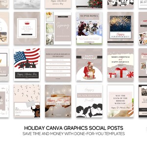 Holiday Instagram Posts | Social Media Marketing | Canva Editable Templates image 2