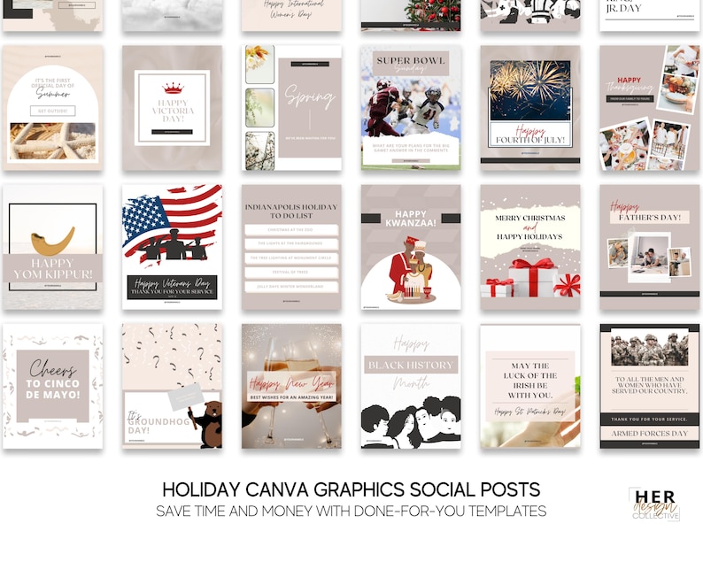 Holiday Instagram Posts | Social Media Marketing | Canva Editable Templates image 2
