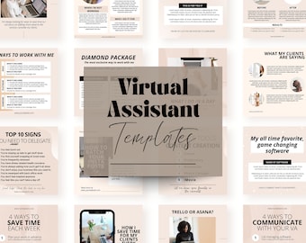 Virtual Assistant Instagram Templates: VA Social Media Canva Posts (Digital Download)