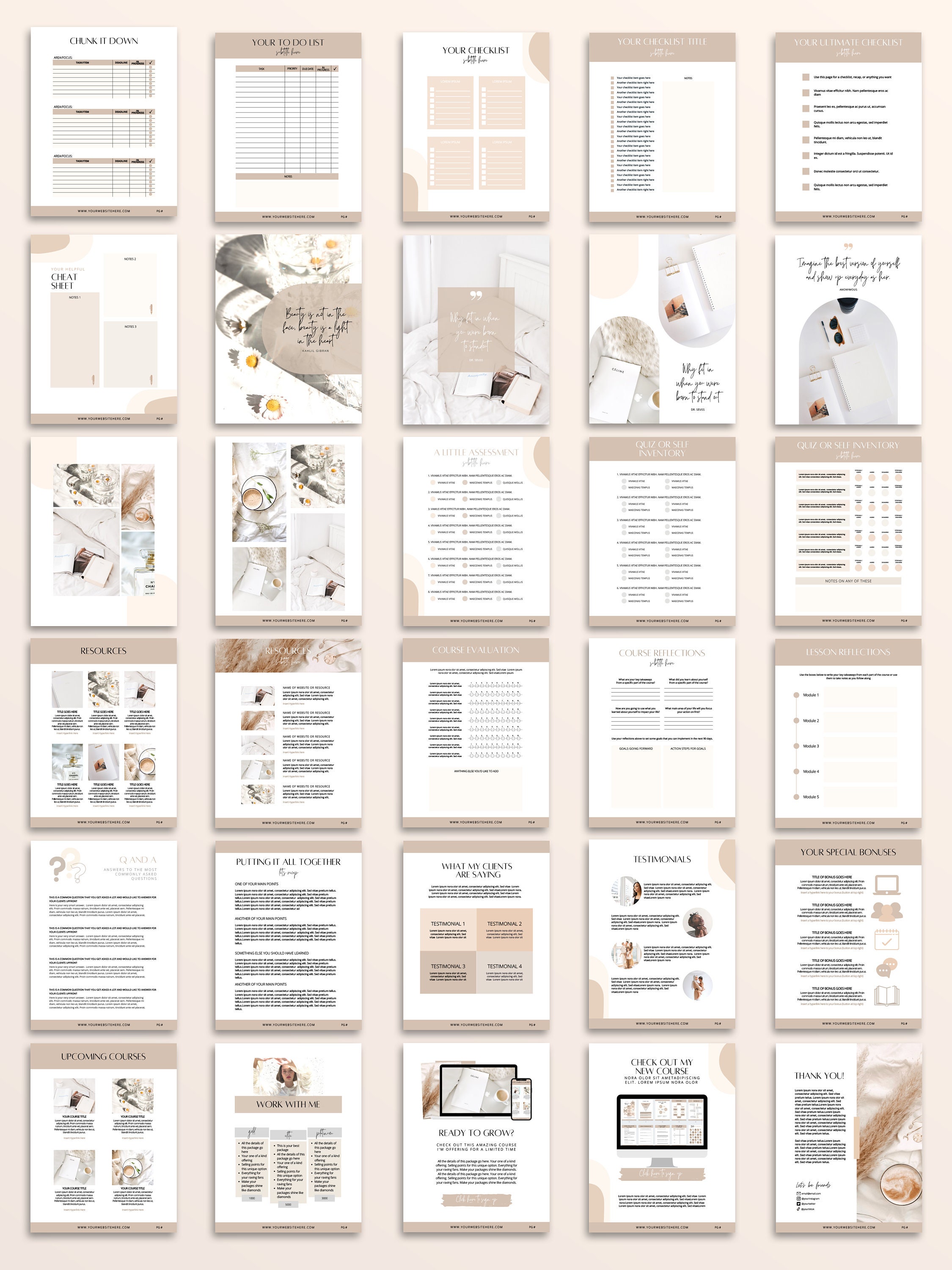 Editable Workbook and Ebook Template Neutral Nude Canva - Etsy