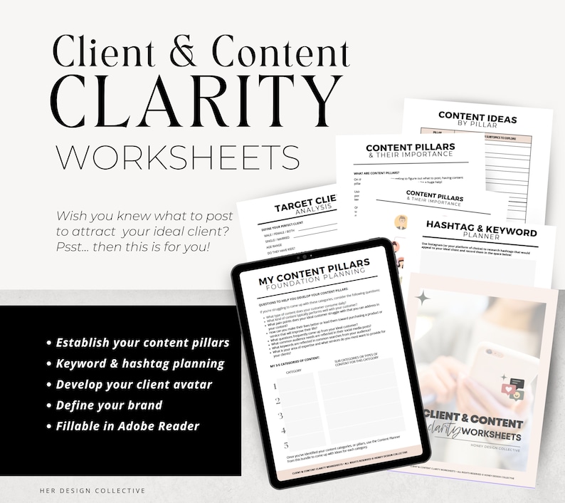 Client Content Pillar Worksheets: Social Media Planning (digital ...