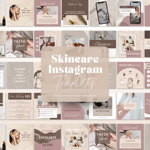 Skincare Instagram Templates, Skincare Posts, IG Esthetician Canva Template, Editable Beauty Influencer Social Media Templates