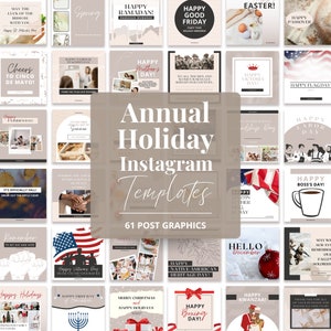 Holiday Instagram Posts | Social Media Marketing | Canva Editable Templates