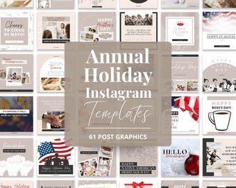 Holiday Instagram Posts | Social Media Marketing | Canva Editable Templates