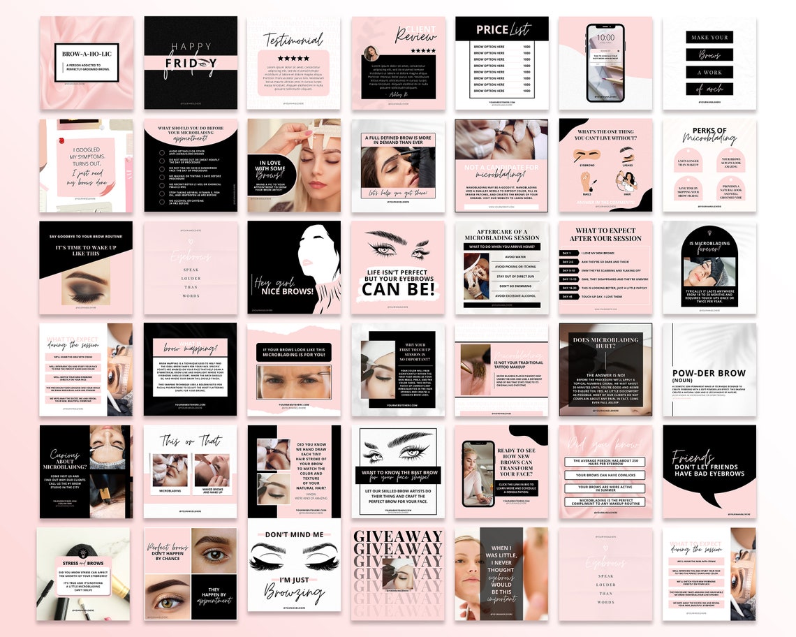 Brows Instagram Templates Microblading Posts IG Eyebrows - Etsy