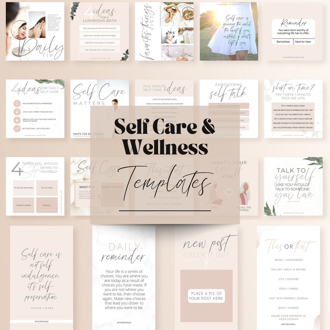 Self Care Instagram Templates, Wellness Posts, IG Wellness Canva Story ...