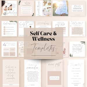Self Care Instagram Templates, Wellness Posts, IG Wellness Canva Story Template, Editable Self Care Social Media Templates
