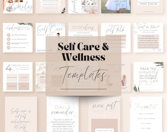 Self Care Instagram Templates, Wellness Posts, IG Wellness Canva Story Template, Editable Self Care Social Media Templates
