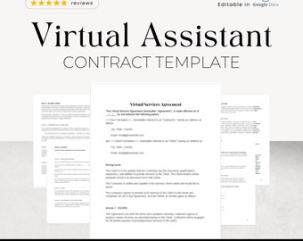 Virtual Assistant Contract Template, Editable VA Agreement