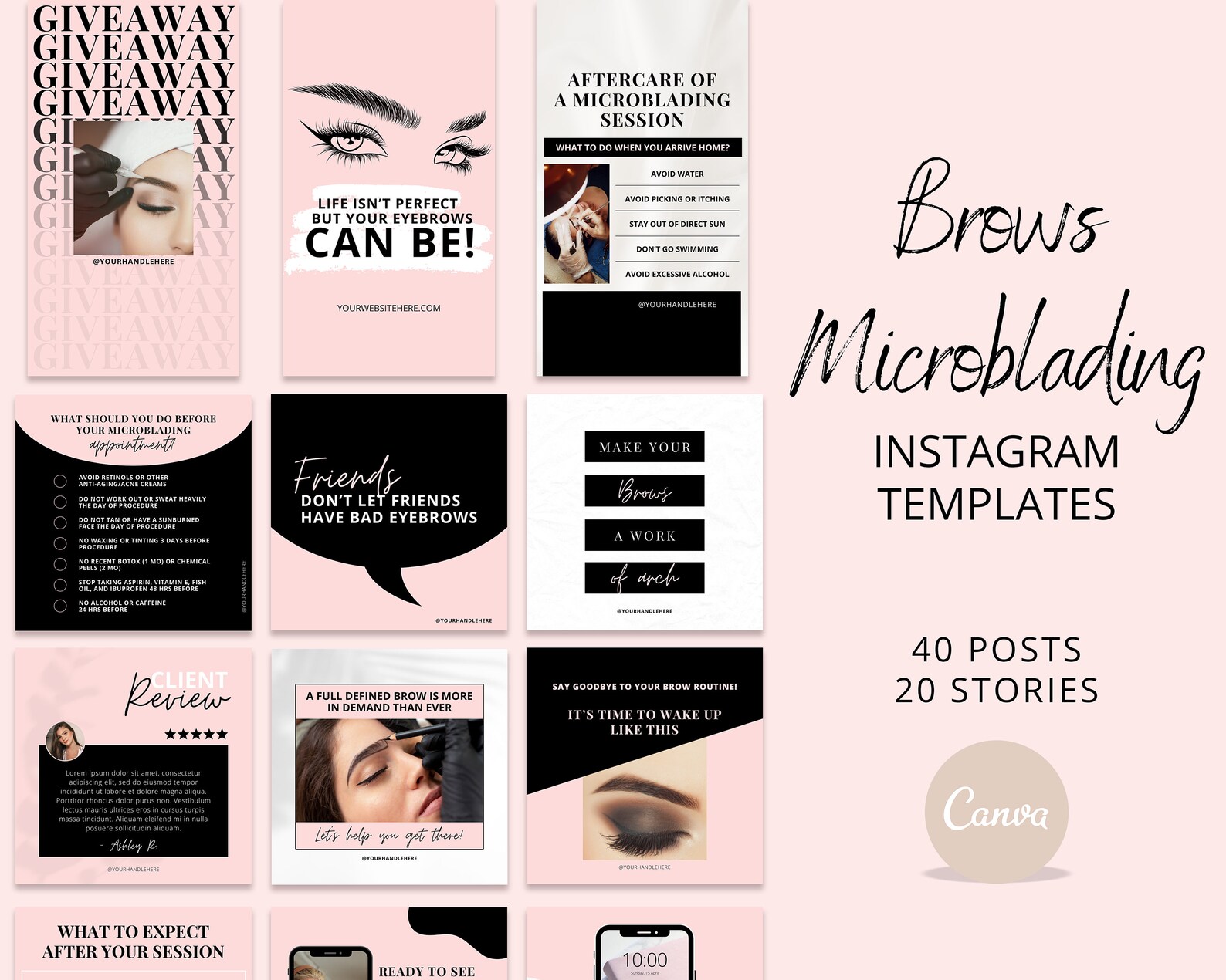 Brows Instagram Templates Microblading Posts IG Eyebrows - Etsy