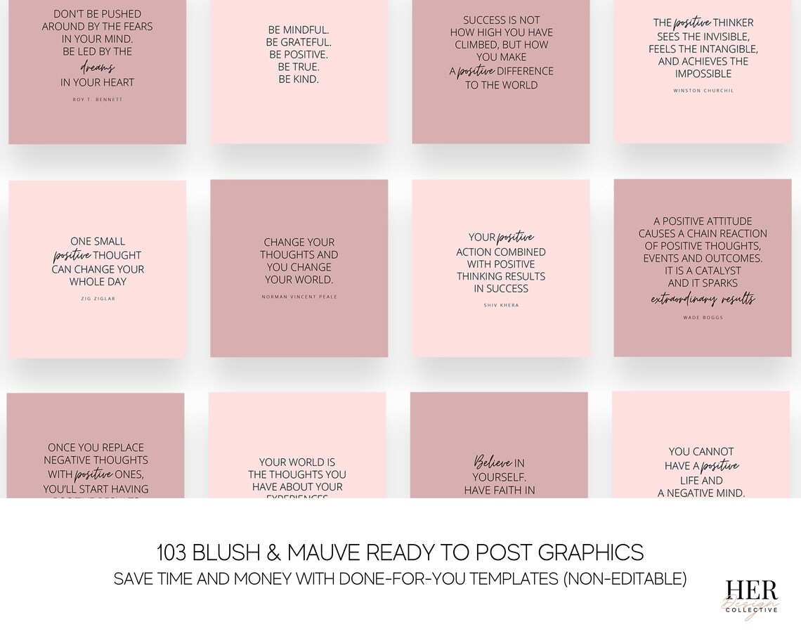 103 Pink Instagram Quotes Premade Ready to Post Positive Etsy