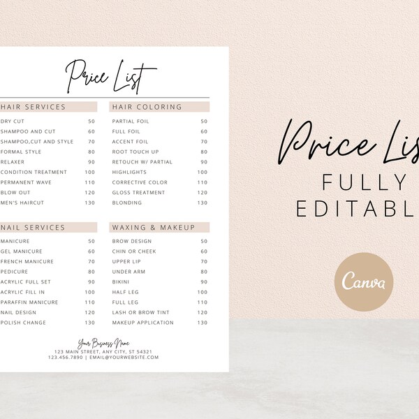 Tumbler Pricing Sheet Template Etsy