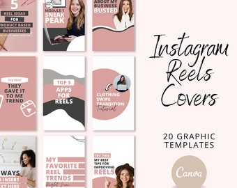 Reels Covers Templates, Instagram Reels Thumbnails, IG Reels Canva Template, Editable Reel Covers Templates
