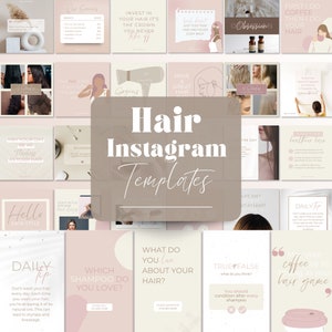 Hair Instagram Templates, Hair Stylist Posts, IG Hairdresser Canva Template, Editable Salon Social Media Templates