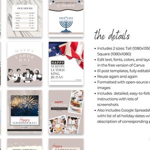 Holiday Instagram Posts | Social Media Marketing | Canva Editable Templates image 4