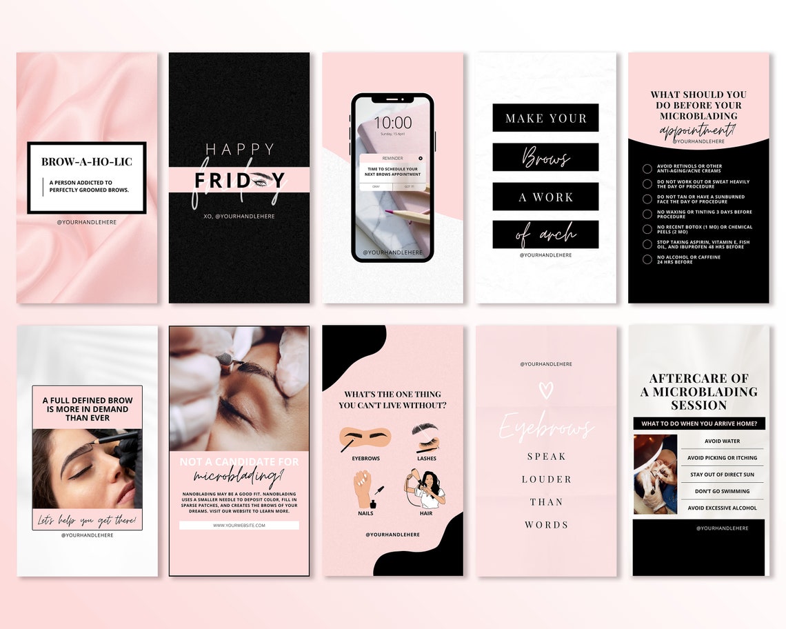 Brows Instagram Templates Microblading Posts IG Eyebrows - Etsy