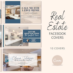 Real Estate Facebook Cover Templates, Realtor Facebook Profile Cover, Realtor Canva Template, Editable Real Estate Social Media