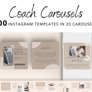 コーチカルーセルInstagramテンプレート、コーチングカルーセル投稿、IGライフコーチCanvaテンプレート、編集可能なソーシャルメディアテンプレート