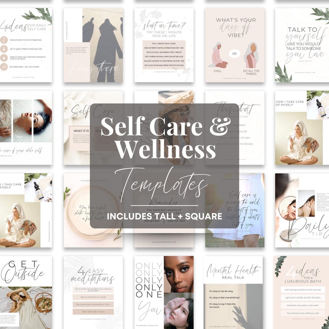 Wellness Instagram Templates: Editable Canva Social Media Posts ...